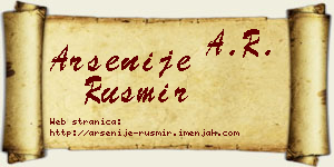 Arsenije Rusmir vizit kartica